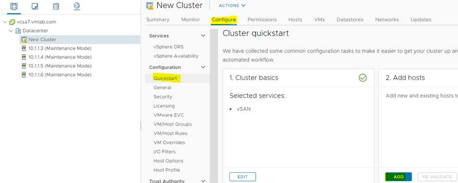 Go to Configure > QuickStart > Add Hosts.