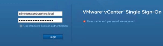 vCenter无法登录”需要用户名和密码“ ”User name and password are required"