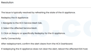 HCX报警 “ESXi host is not accessible from the appliance” 怎么办？IX无法连接ESXi主机