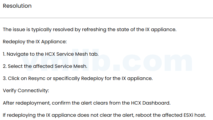 HCX报警 “ESXi host is not accessible from the appliance” 怎么办？IX无法连接ESXi主机