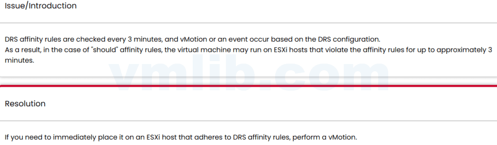 DRS affinity rules亲和性规则检查间隔与违规处理方法