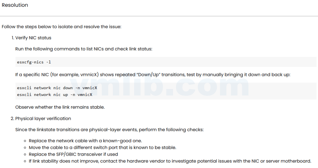 ESXi 8.x/9.x 主机物理网卡链路状态反复 Up/Down 问题