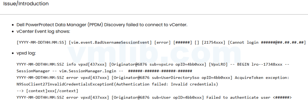 Dell PowerProtect Data Manager 无法连接 vCenter 的凭据验证问题