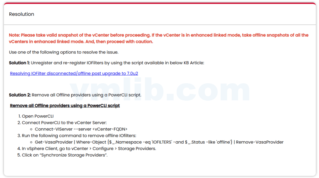 vCenter替换/删除 SMS 证书后 IOFilters 脱机问题