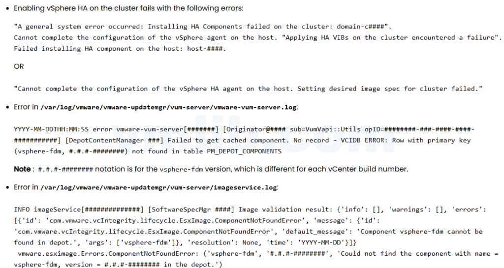 vSphere HA 在镜像集群上配置失败的解决方法
