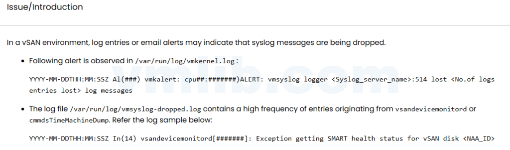vSAN环境中syslog服务器日志丢失问题