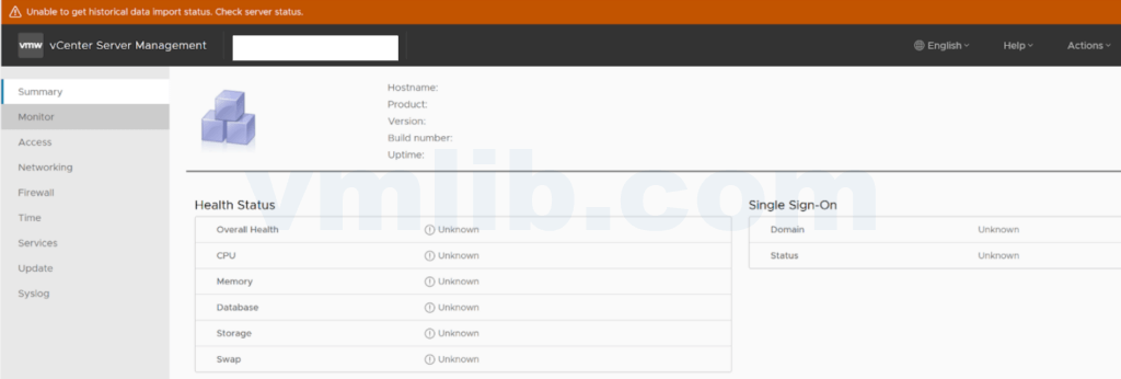 vCenter 8 ADFS 用户登录 VAMI 报错：无法获取历史数据导入状态