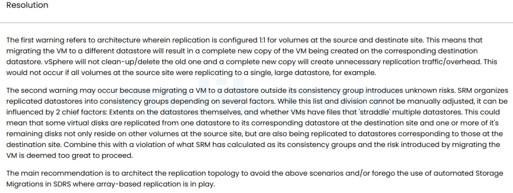 SRM警告：SDRS集群中复制VM自动Storage vMotion失败