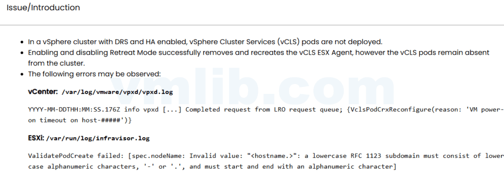 vCLS Pods 在 DRS 和 HA 启用的集群中无法部署的解决方法