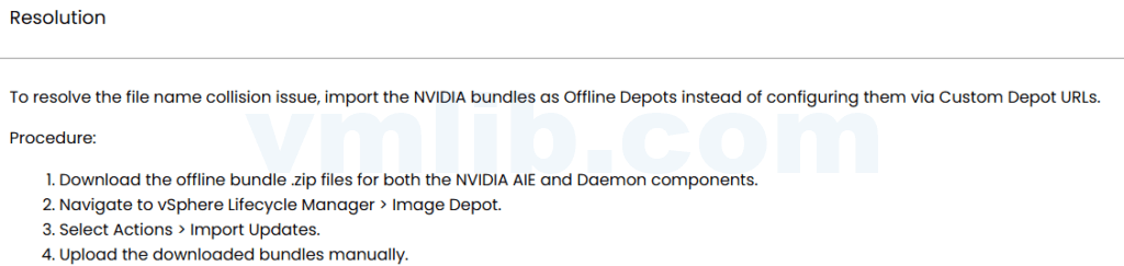 vLCM 中 NVIDIA 守护程序 VIB 未正确显示的解决方法